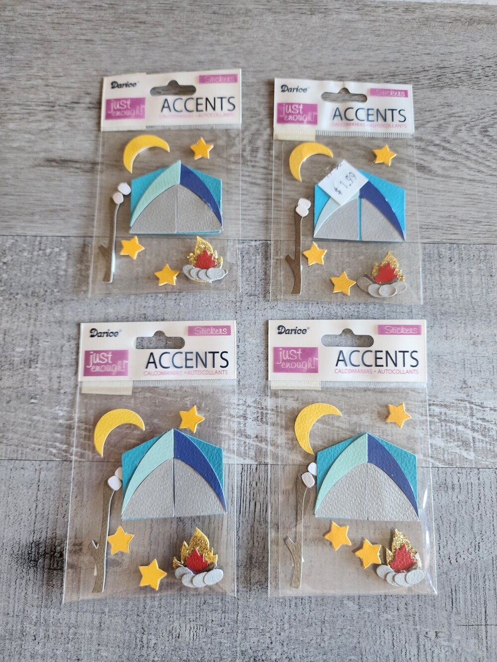 NEW 3D CAMPING TENTS Scrapbook Stickers Embellishments Retired Darice NEW 40
